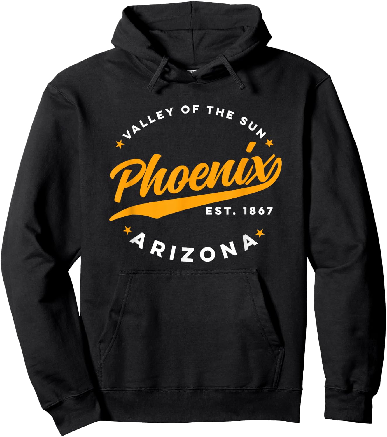 Vintage Phoenix Arizona Valley of the Sun Orange Text Hoodie - Hoodie | Black