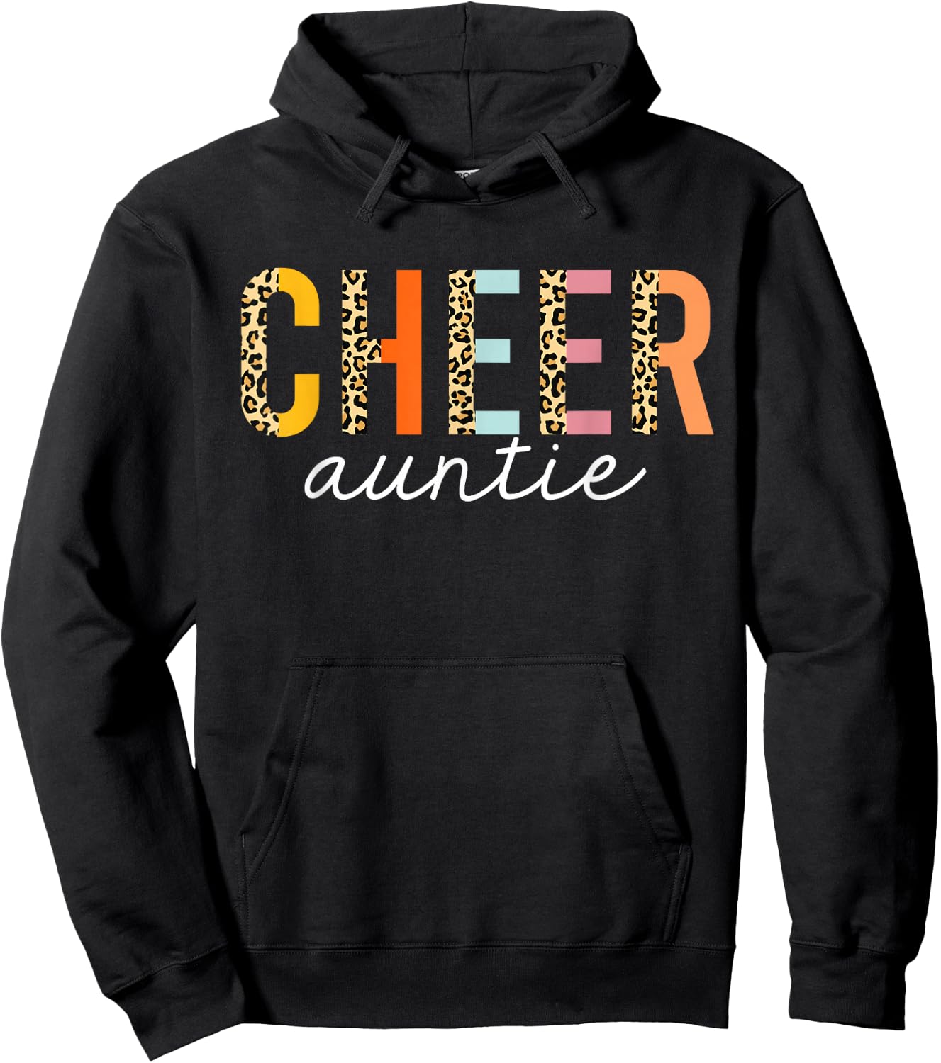 Cheer Auntie Leopard Cheerleader Girl Cheerleading Aunt Hoodie - Hoodie | Black