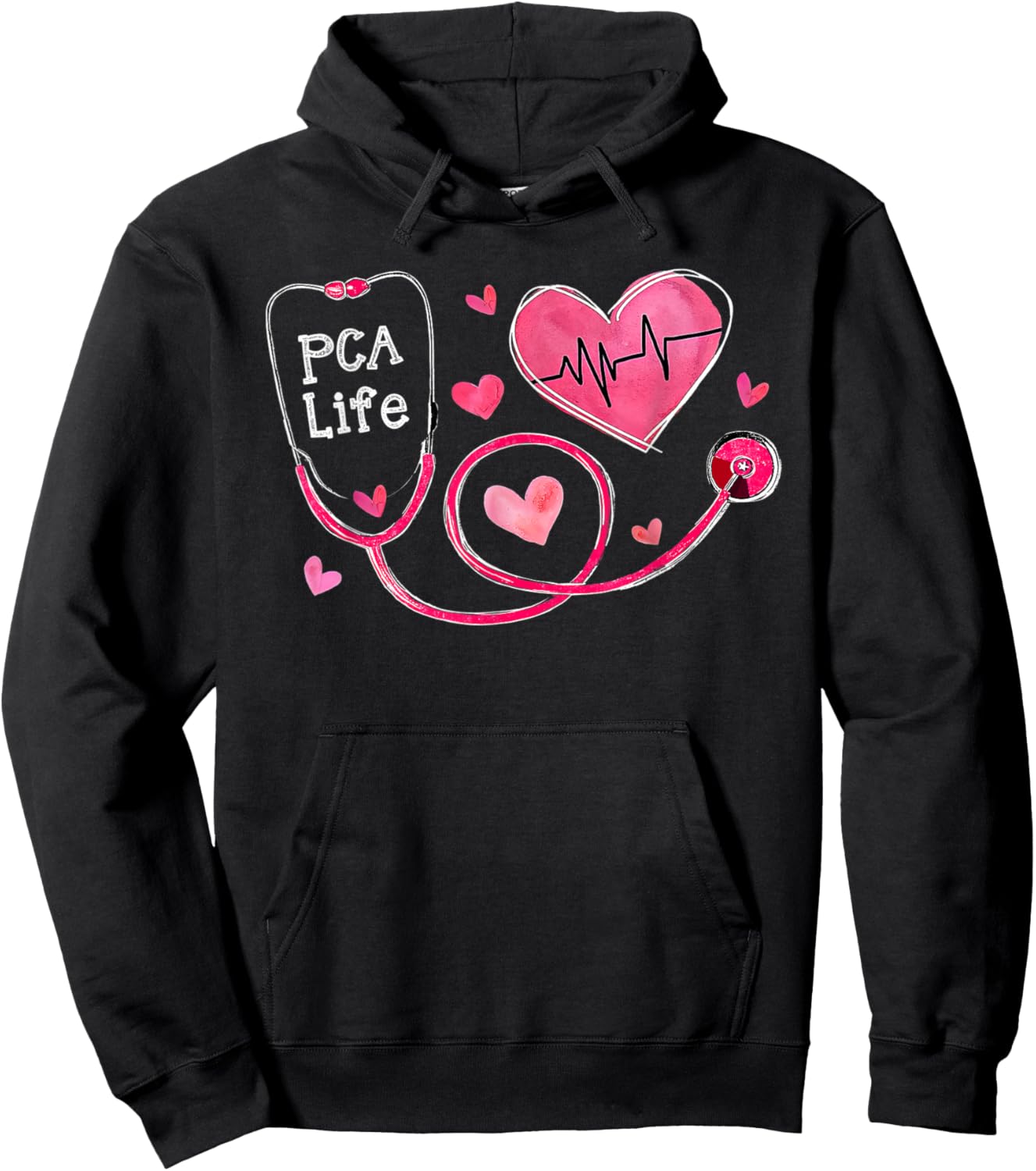 Pca Life Valentine Heart Stethoscope Hoodie - Hoodie | Black