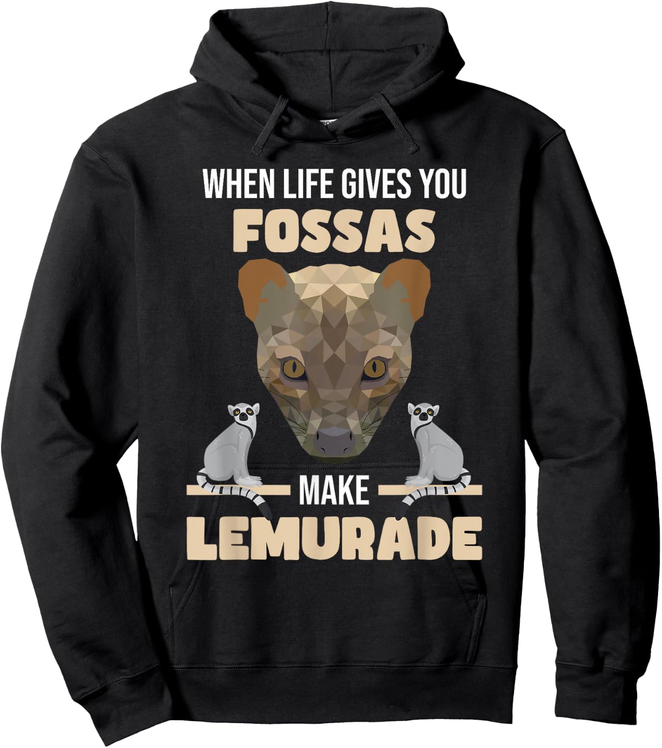 Fossa Hunting Lemurs | Carnivore Fossa Graphic | Madagascar Hoodie - Hoodie | Black
