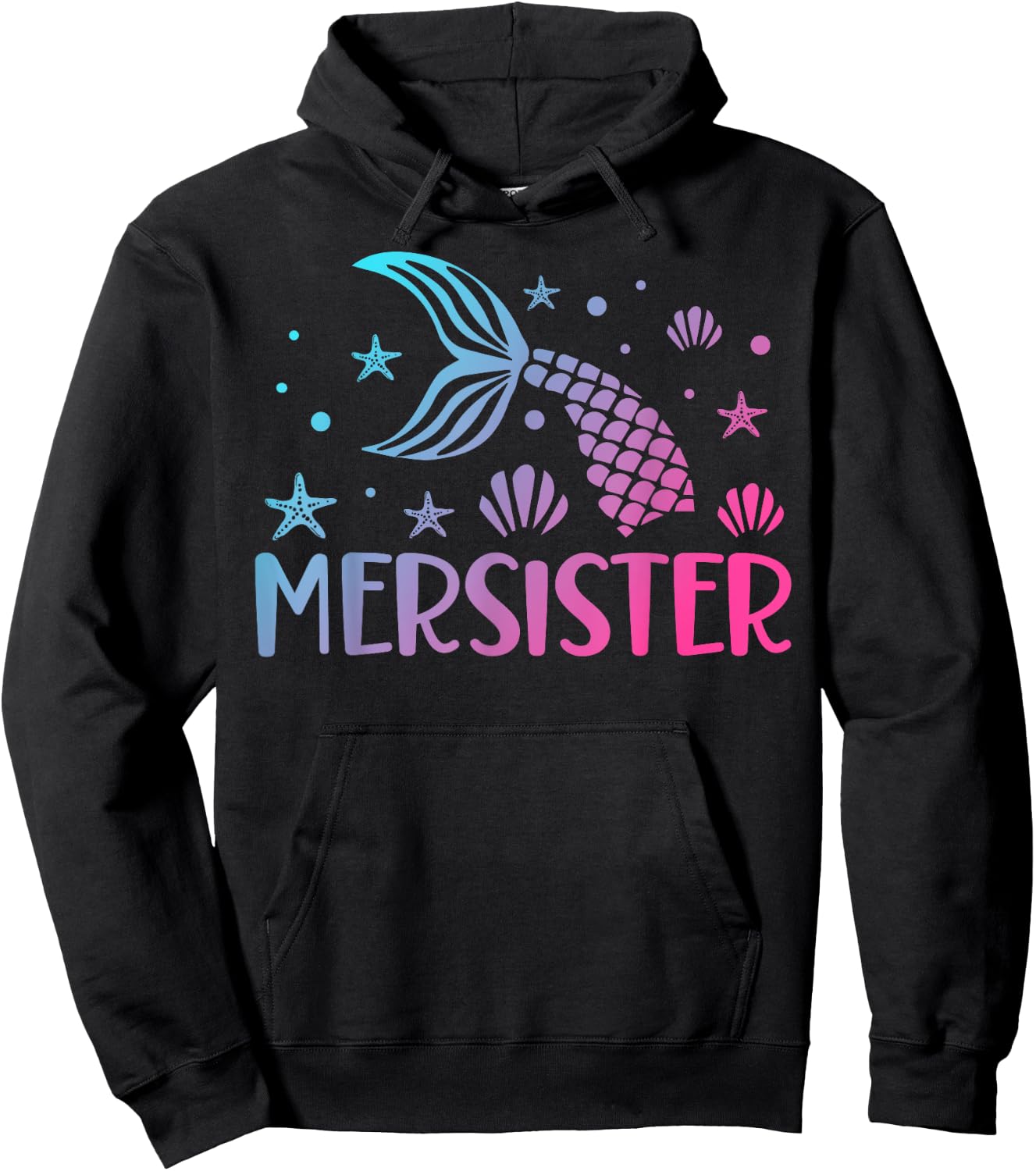 Sister of the Mermaid Birthday Mermaid Birthday Mersister Hoodie - Hoodie | Black