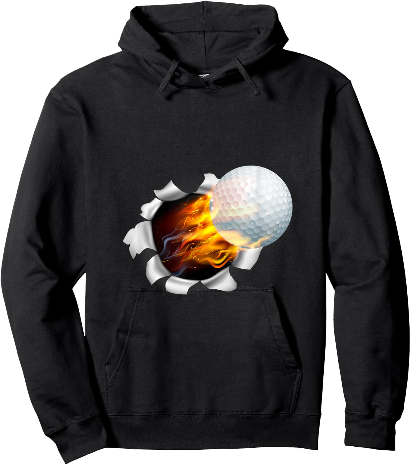 Golf Ball Flame Fire Breaking Background Hoodie - Hoodie | Black