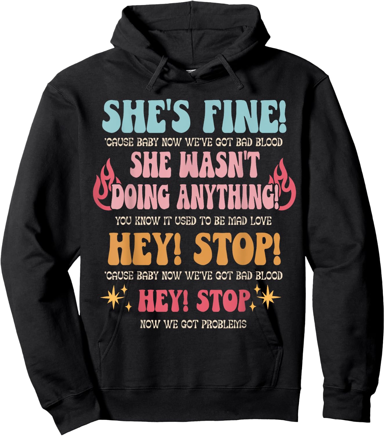 Groovy Retro Music Quotes She Wasn't Doing Anything Hoodie - Hoodie | Black