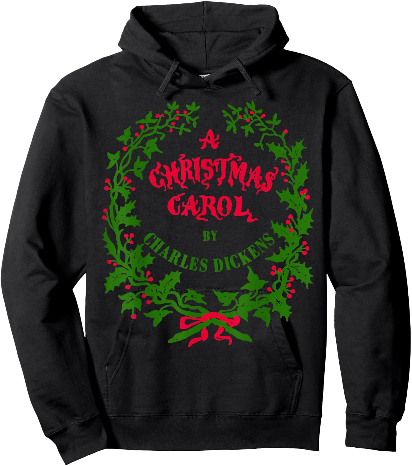 Vintage Mistletoe Wreath A Christmas Carol Art Hoodie - Hoodie | Black