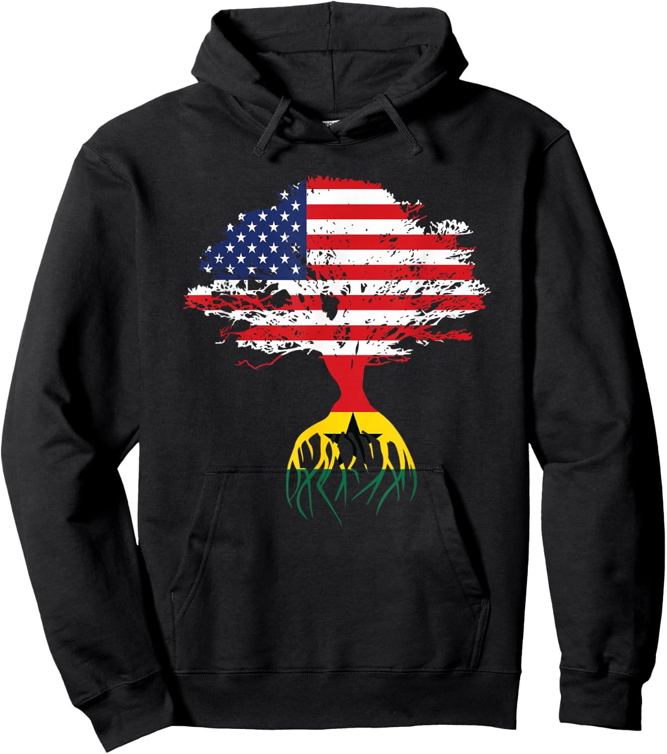 Ghanaian Roots American Flag Ghana Gifts Hoodie - Hoodie | Black