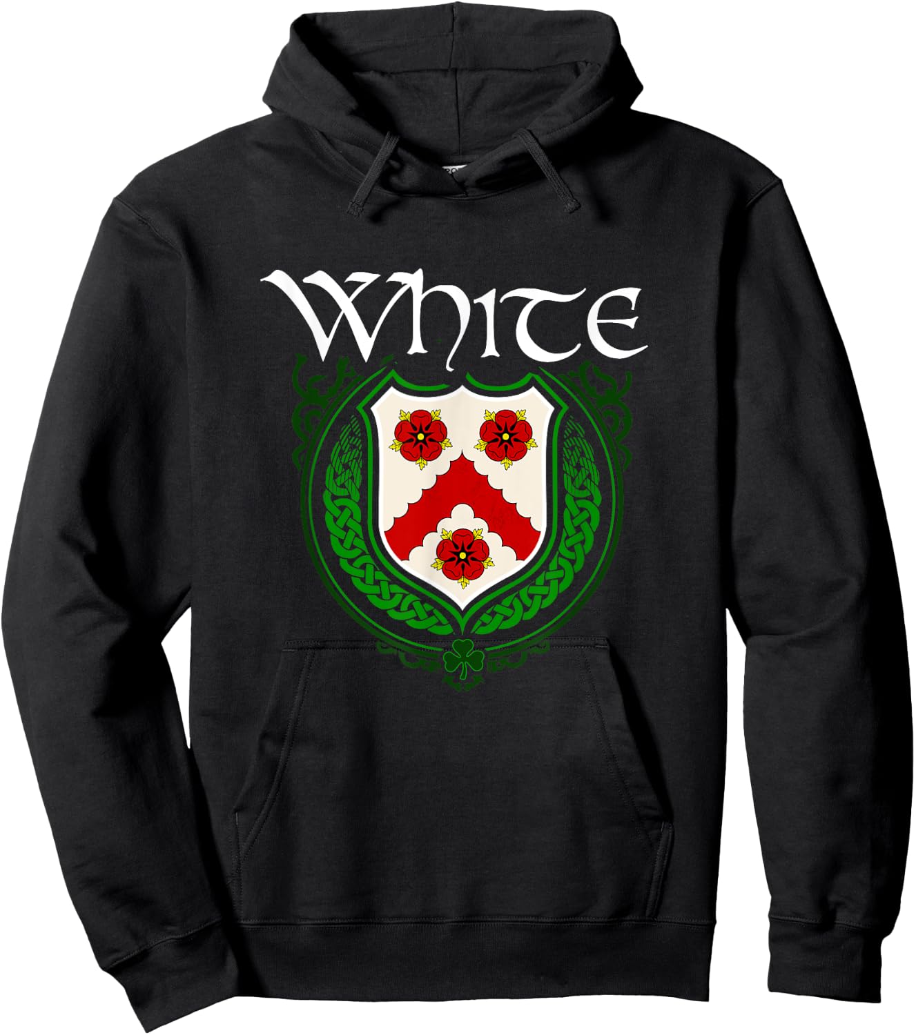 White Surname Irish Clan Tartan Badge Ireland Hoodie - Hoodie | Black
