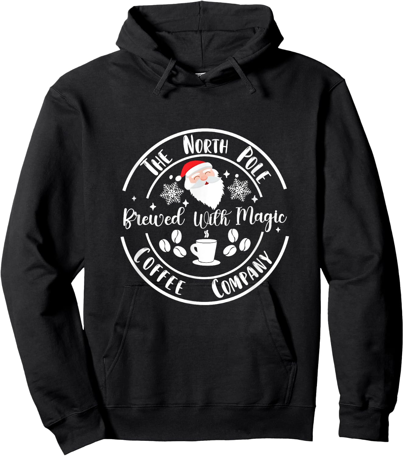 Santa North Pole coffee company brewed with magic Christmas Hoodie - Hoodie | Black