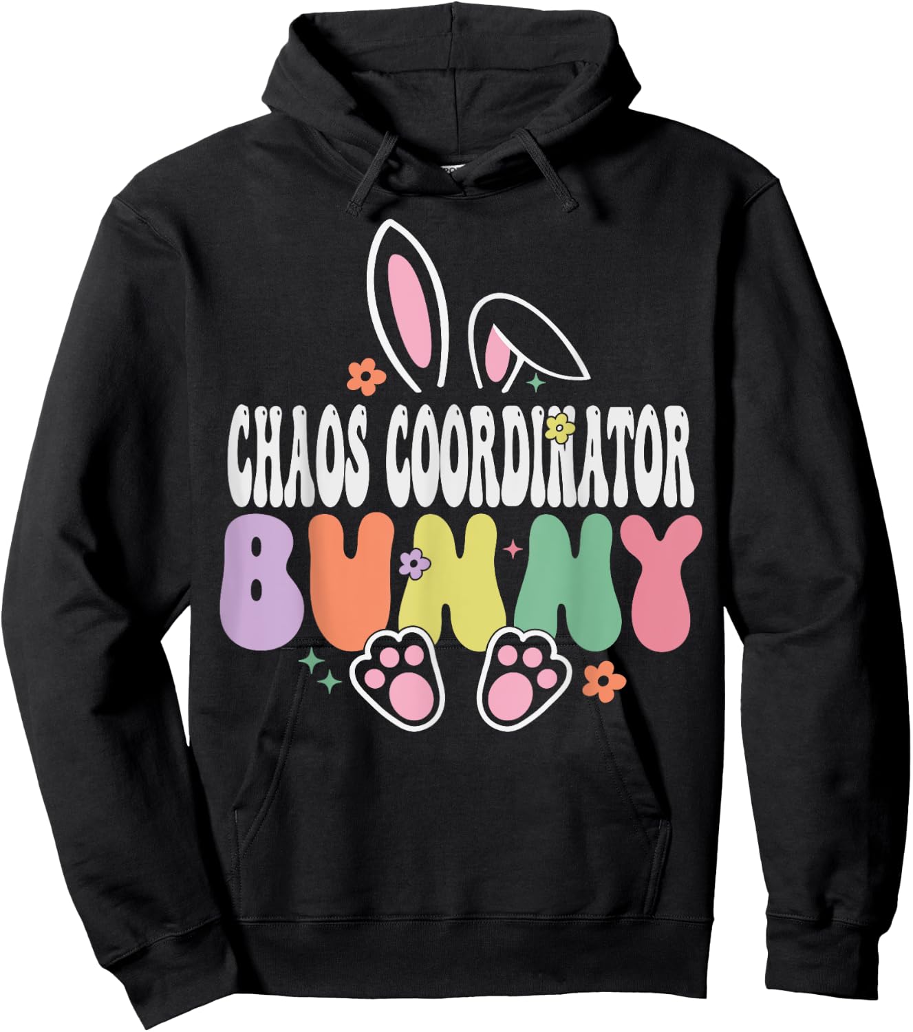 Chaos Coordinator Bunny Easter Day Groovy Family Matching Hoodie - Hoodie | Black