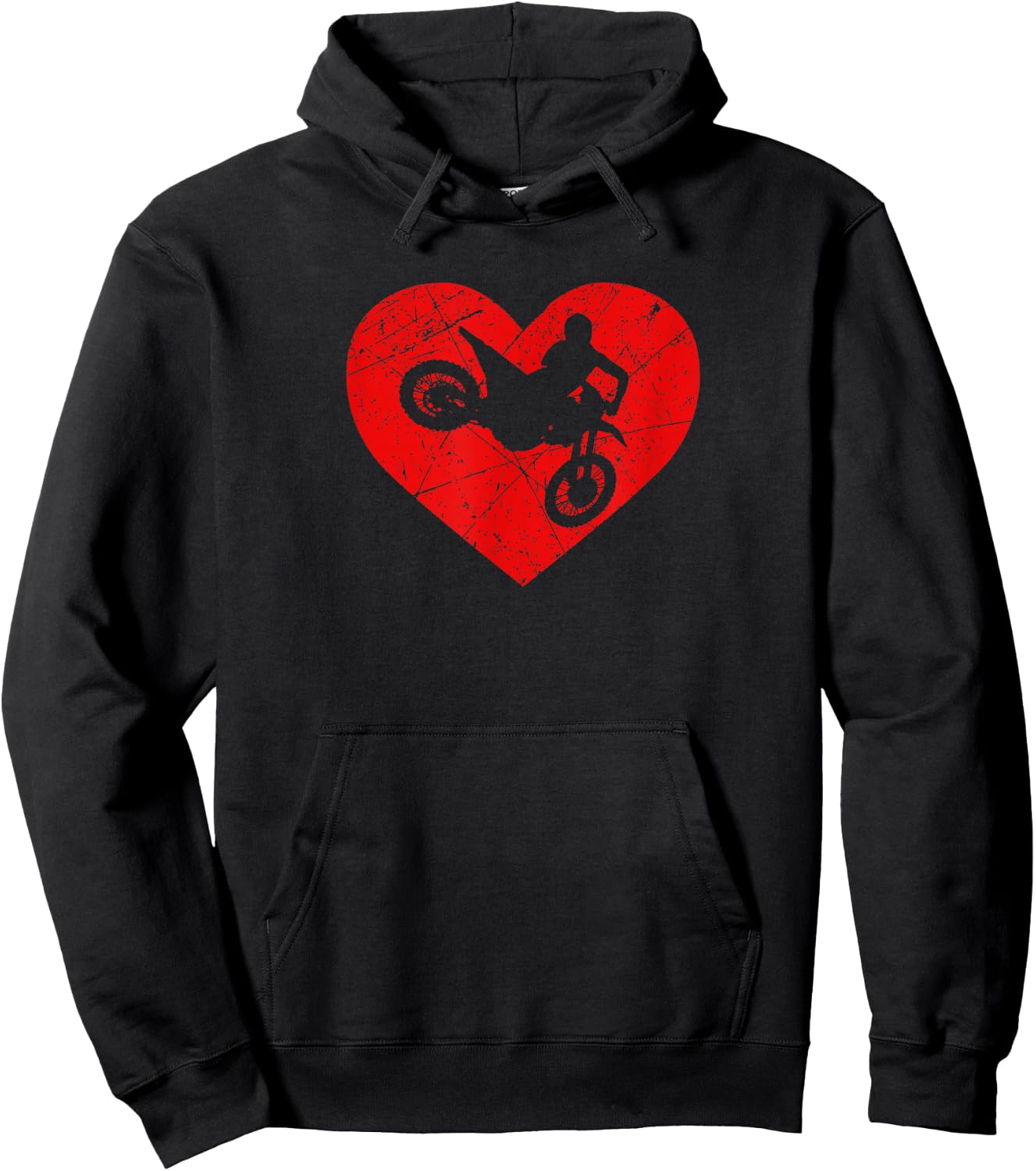 Vintage Dirt Bike Motorcycle Heart Love Valentine's Day Hoodie - Hoodie | Black