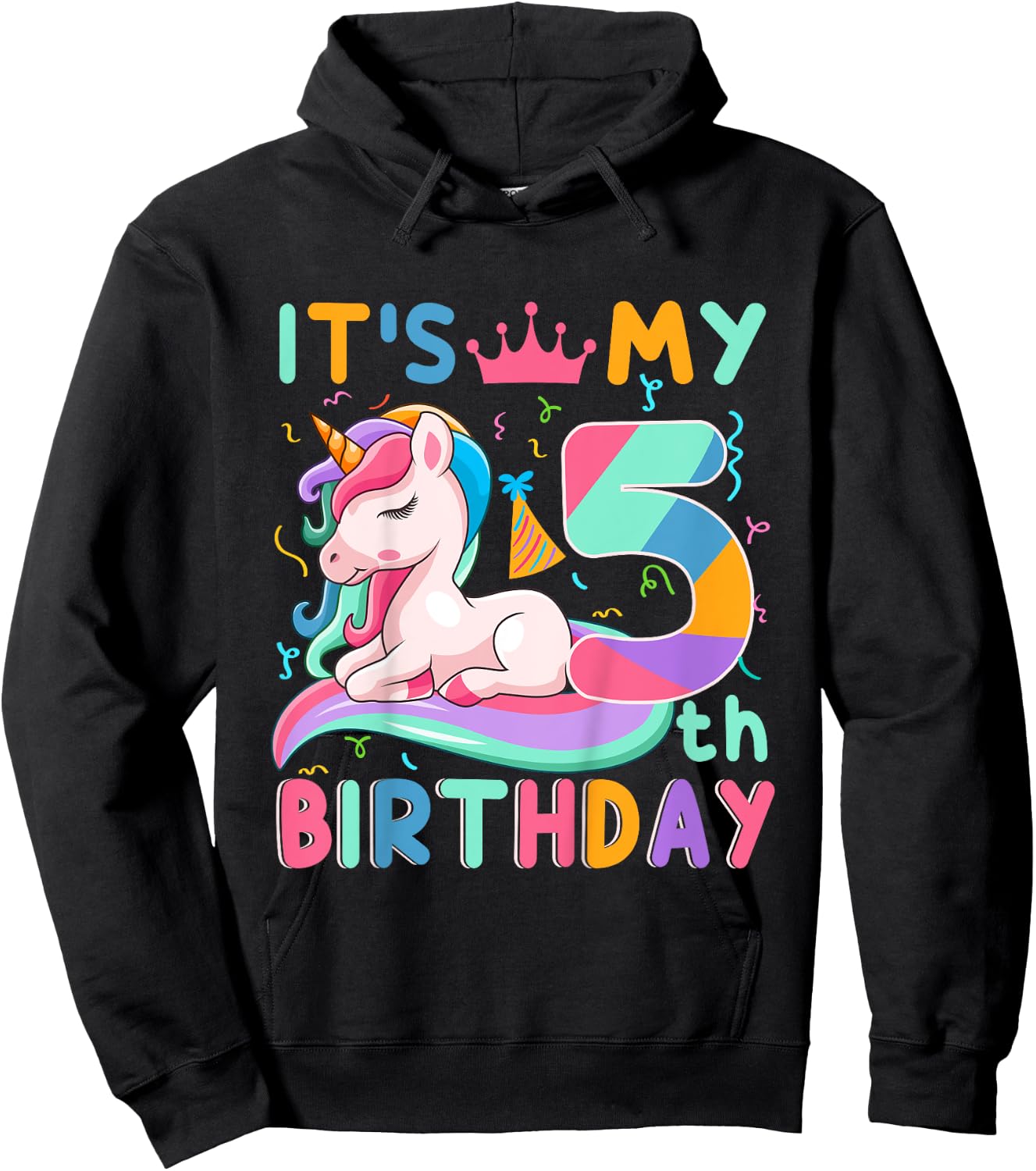 Kids It's My 5th Birthday Unicorn Lover Kid 5 Years Old Birthday Hoodie - Hoodie | Black