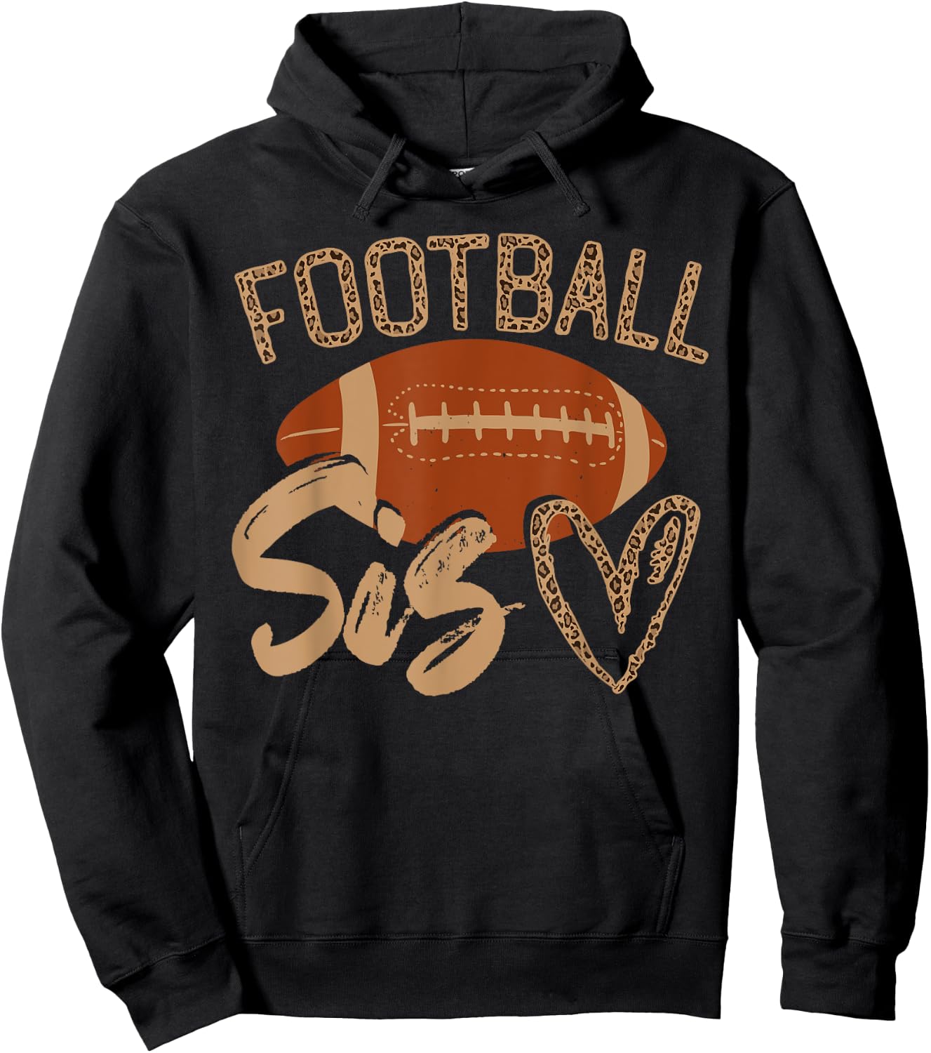 Football Sister Leopard Family Matching Outfit Hoodie - Hoodie | Black