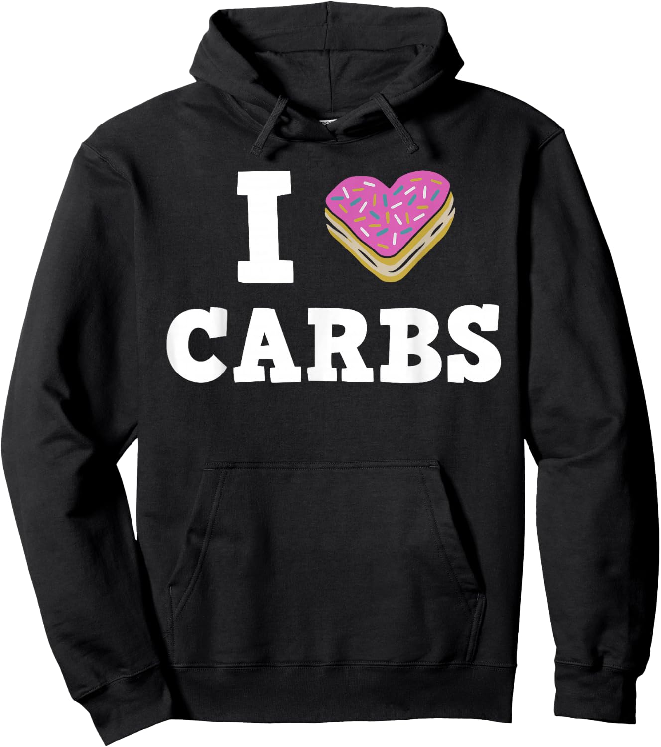 I Love Carbs Donut Heart Cake Apparel Hoodie - Hoodie | Black