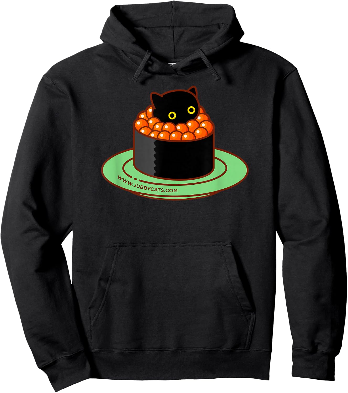 Sushi Cats - IKURA (Salmon Roe) Kawaii, Cute, Japanese Food Hoodie - Hoodie | Black