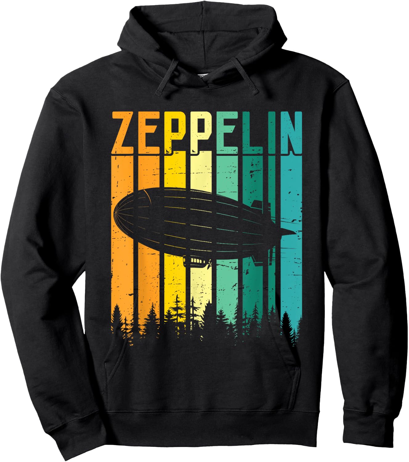 Retro Zeppelin 70s 80s Dirigible Airship Zepelin Zepplin Hoodie - Hoodie | Black