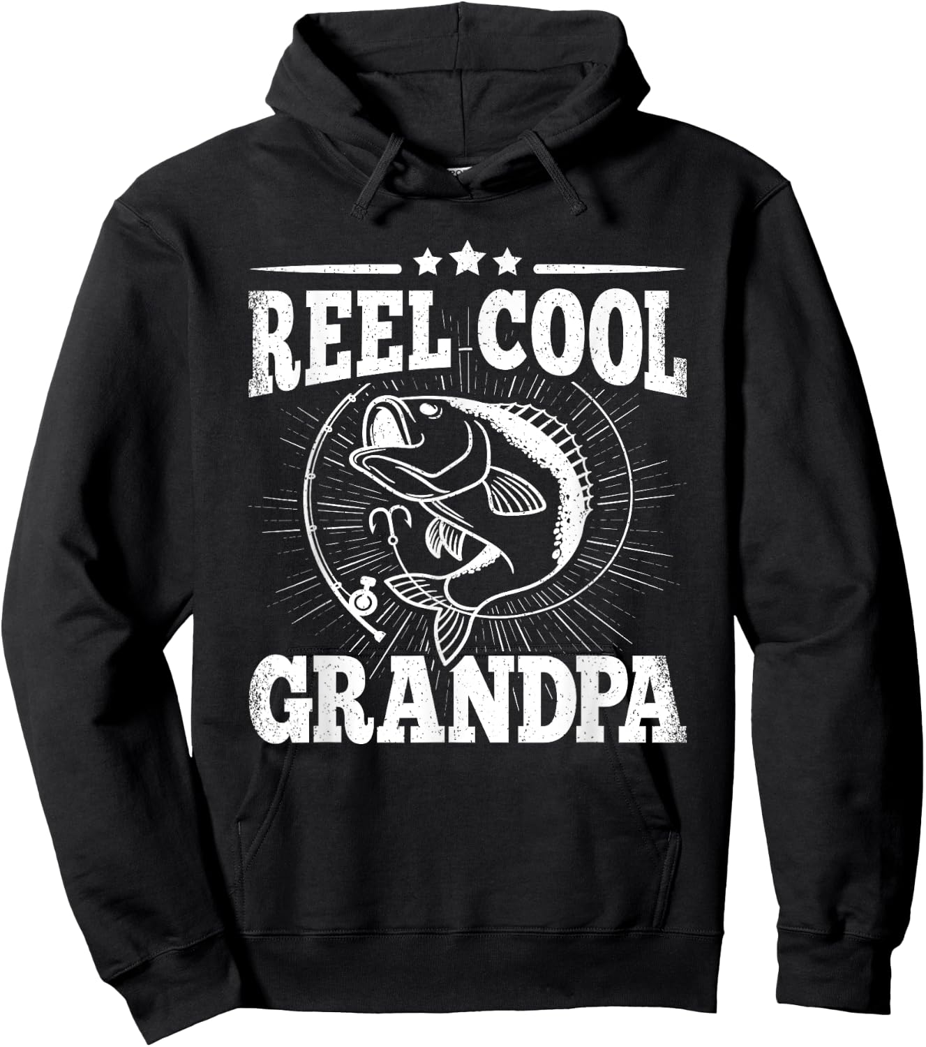 Funny Fishing Vintage Reel Cool Grandpa Grandfather Men Hoodie - Hoodie | Black