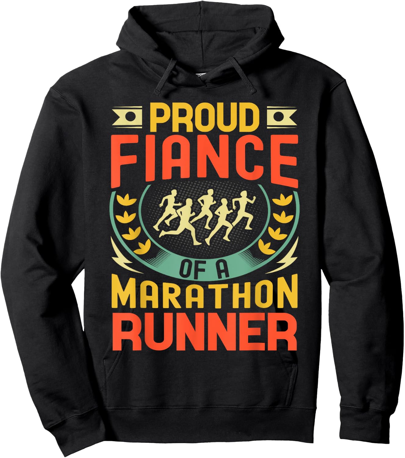 Proud Fiance of a marathon runner gifts retro vintage Hoodie - Hoodie | Black