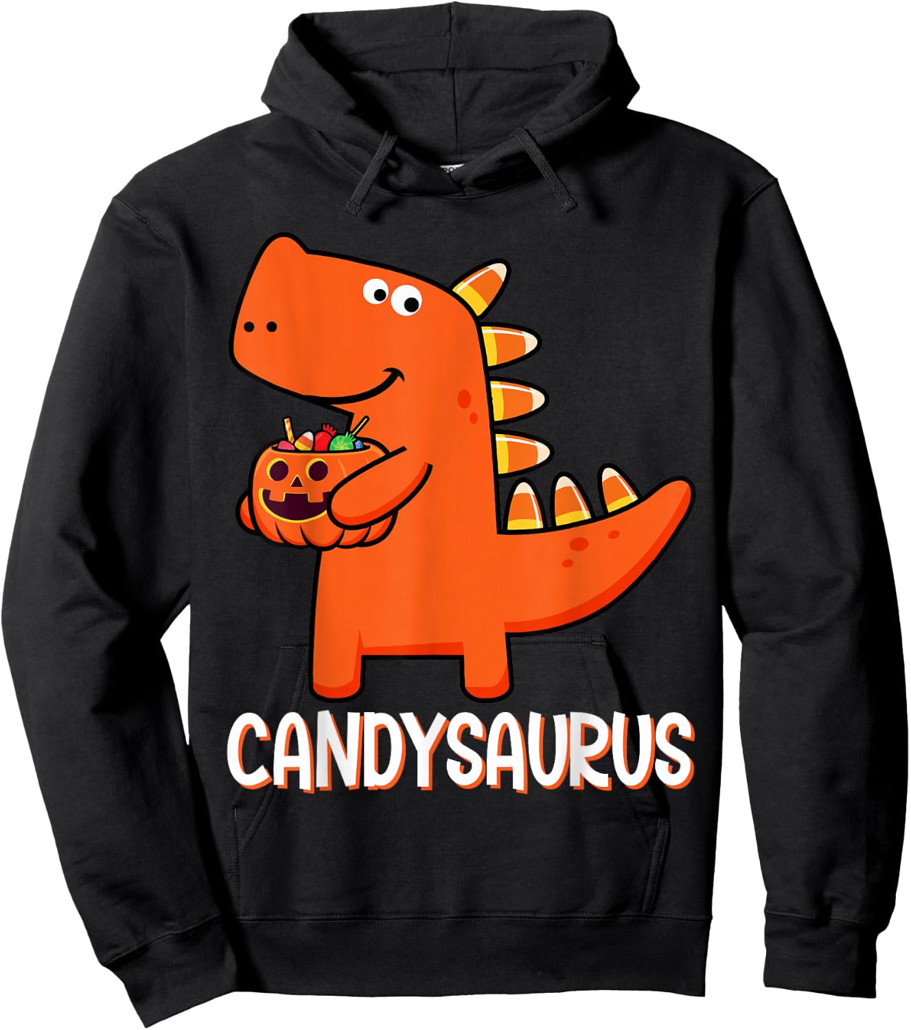 T-Rex Candysaurus Candy Corn Dinosaur Halloween Toddler Kid Hoodie - Hoodie | Black