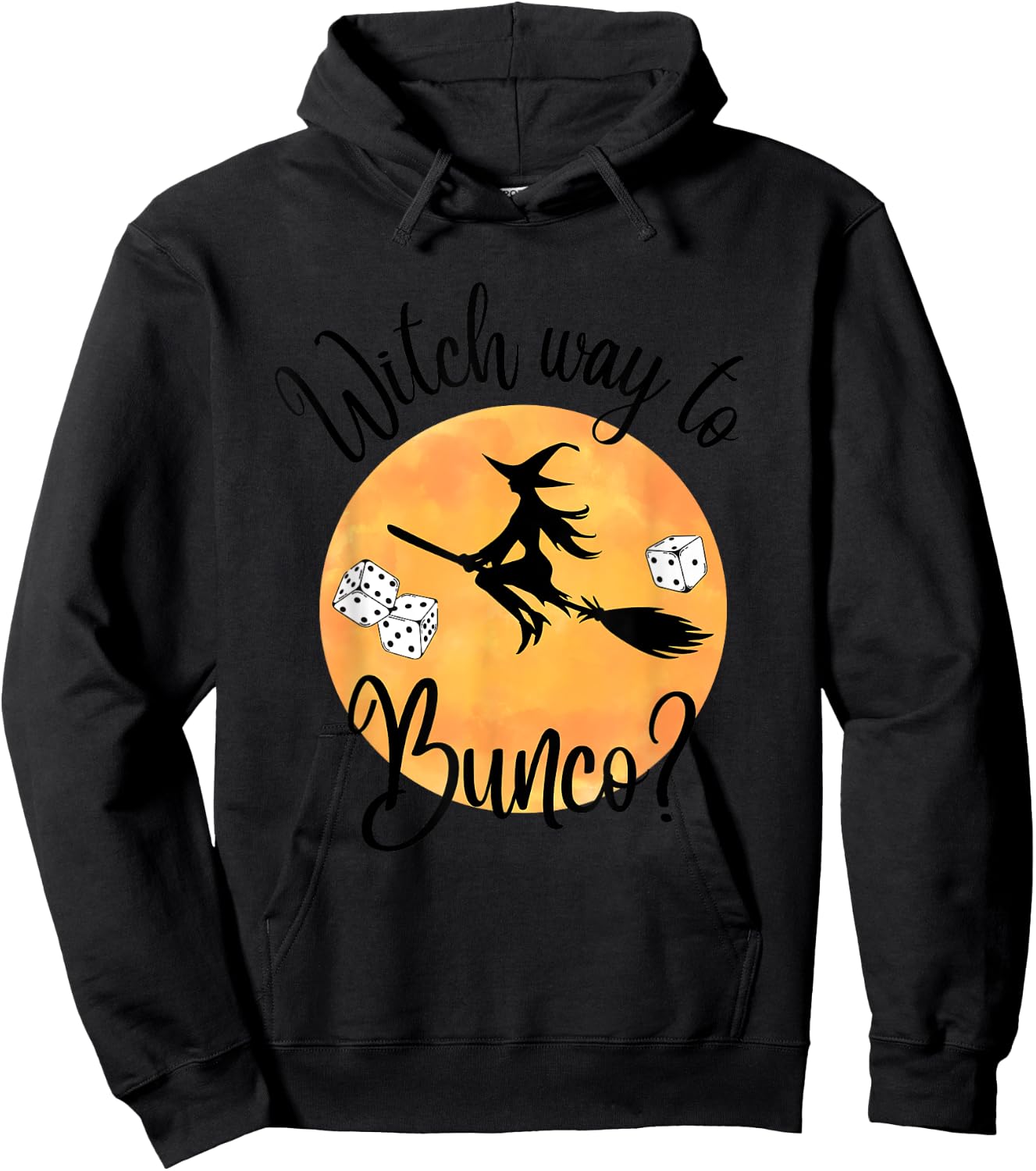Bunco Halloween Witch Way to Bunco Dice Moon Hoodie - Hoodie | Black