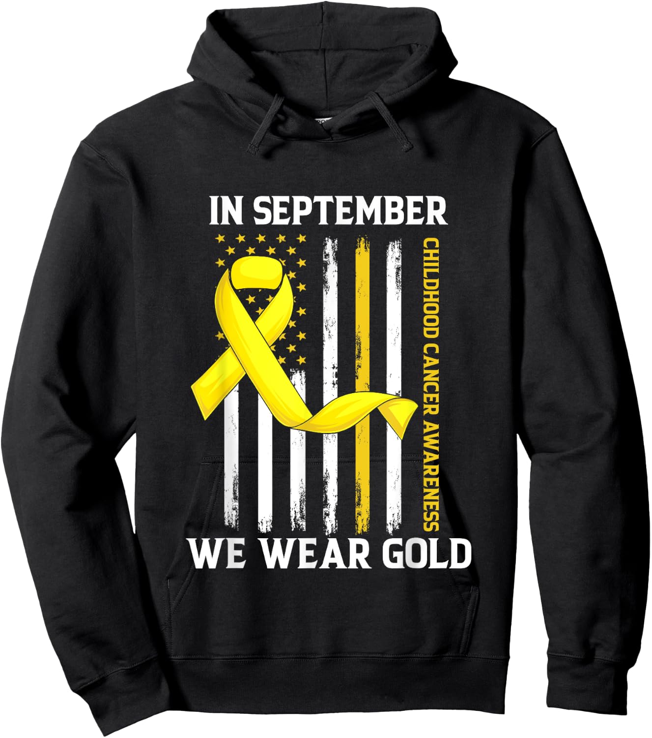 In September We Wear Gold Yellow Childhood Cancer Awareness Hoodie - Hoodie | Black