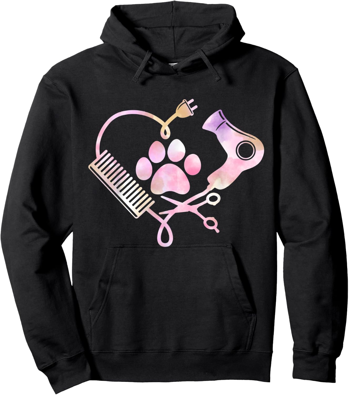 Dog Grooming Hair Dryer Heart Shirt Dog Groomer Gifts Hoodie - Hoodie | Black