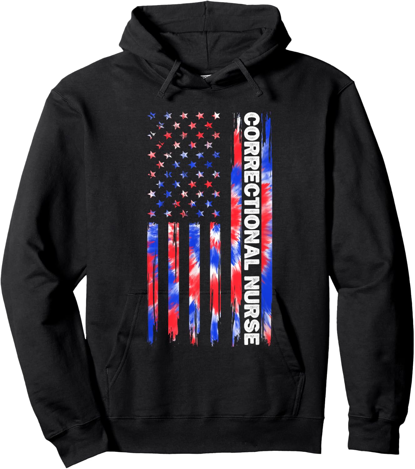 Correctional Nurse Nursing Tie Dye American Flag 4th Of July Hoodie - Hoodie | Black