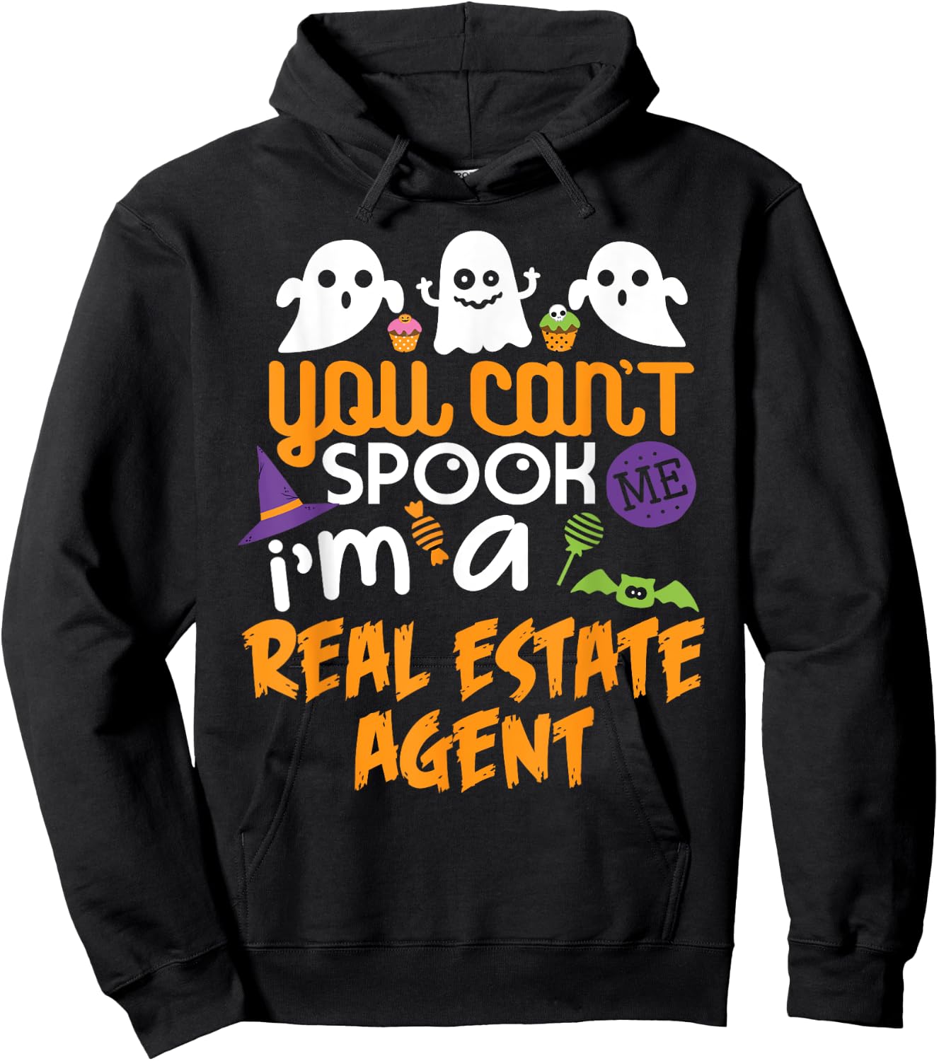 Real Estate Agent Halloween Shirt Costume Party Can't Spook Hoodie - Hoodie | Black