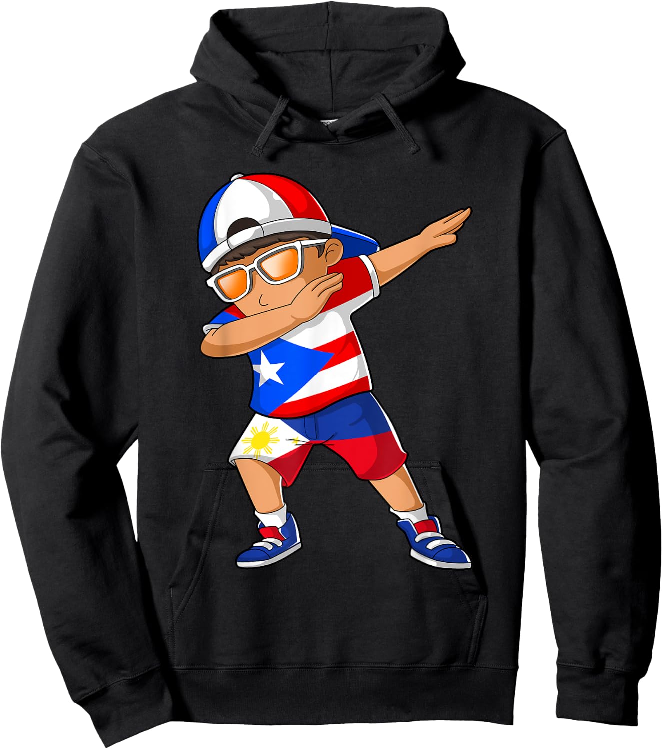 Half Puerto Rican Half Filipino Boy Puerto Rico Flag Hoodie - Hoodie | Black
