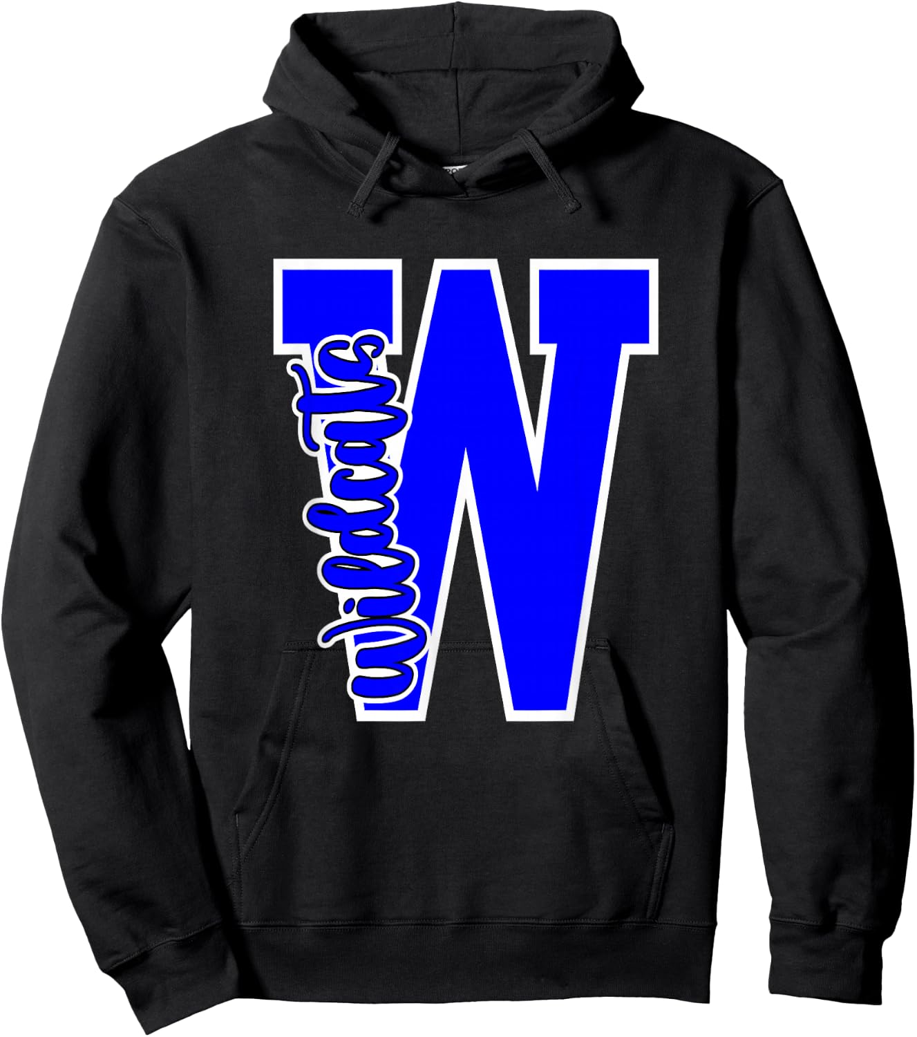 Wildcats Letter School Spirit Royal Blue White Hoodie - Hoodie | Black