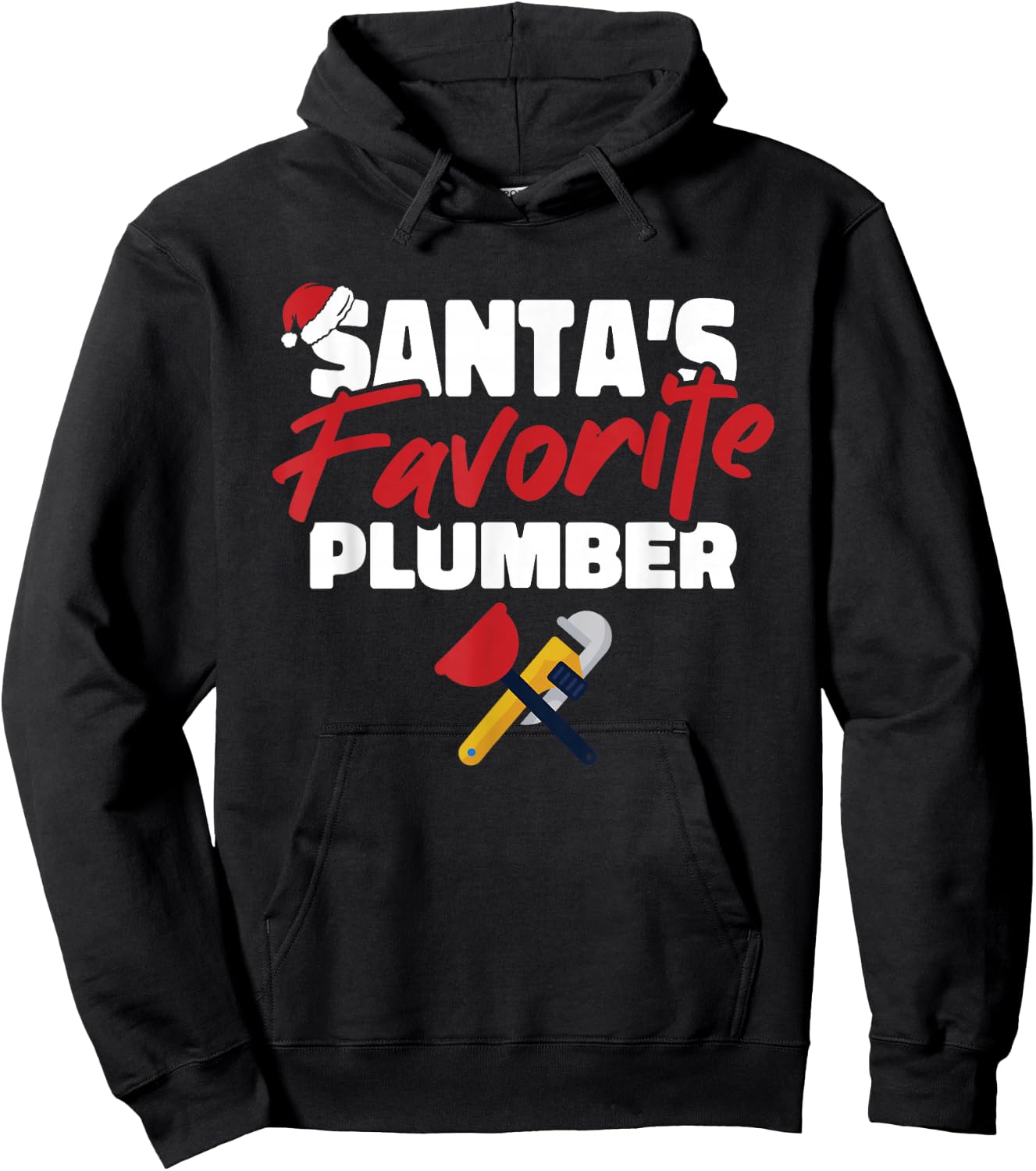 Santas Favorite Plumber Christmas Pajama Cool Plumbing X-Mas Hoodie - Hoodie | Black