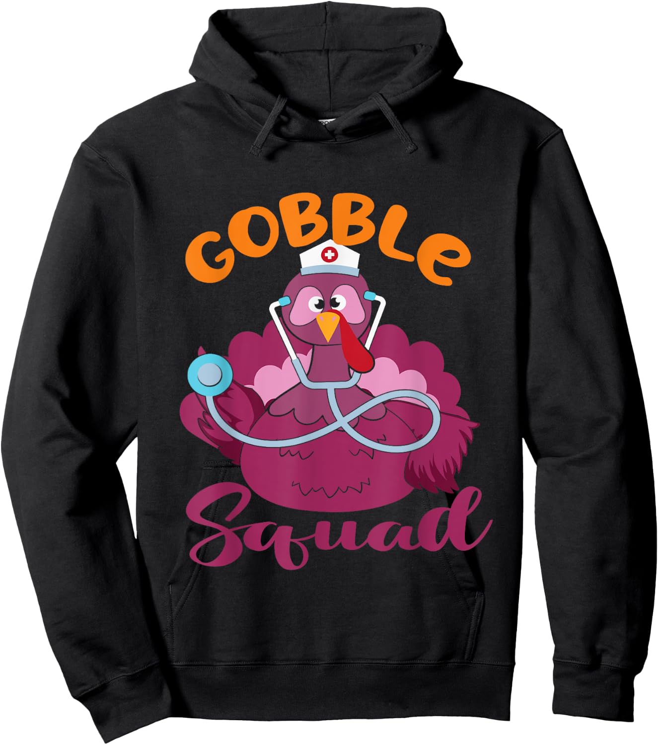 cardiac Nurse Gobble Squad, Funny Turkey Thanksgiving, er Hoodie - Hoodie | Black
