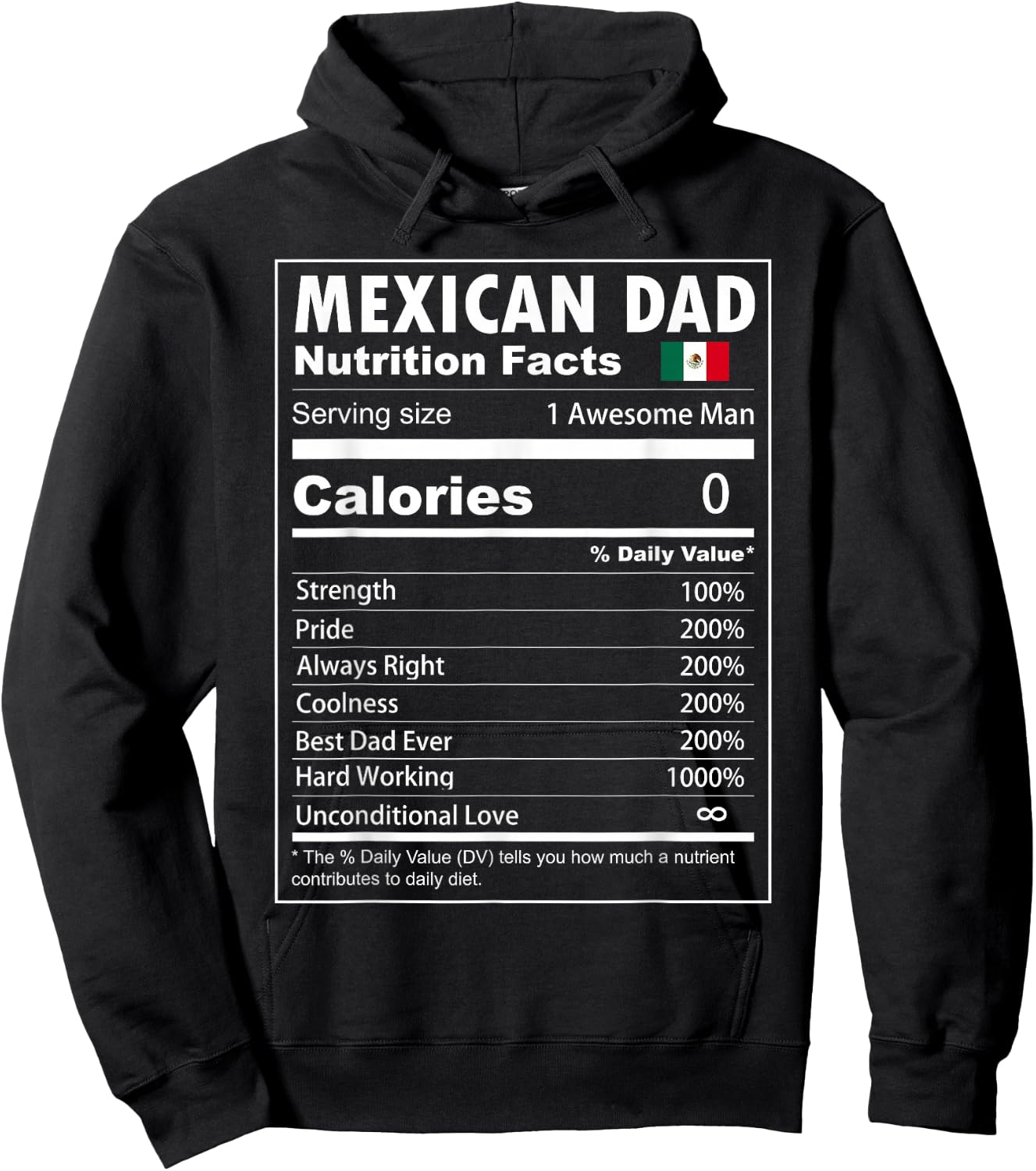 Mexican Dad Nutrition Facts Proud Mexican Father Hoodie - Hoodie | Black