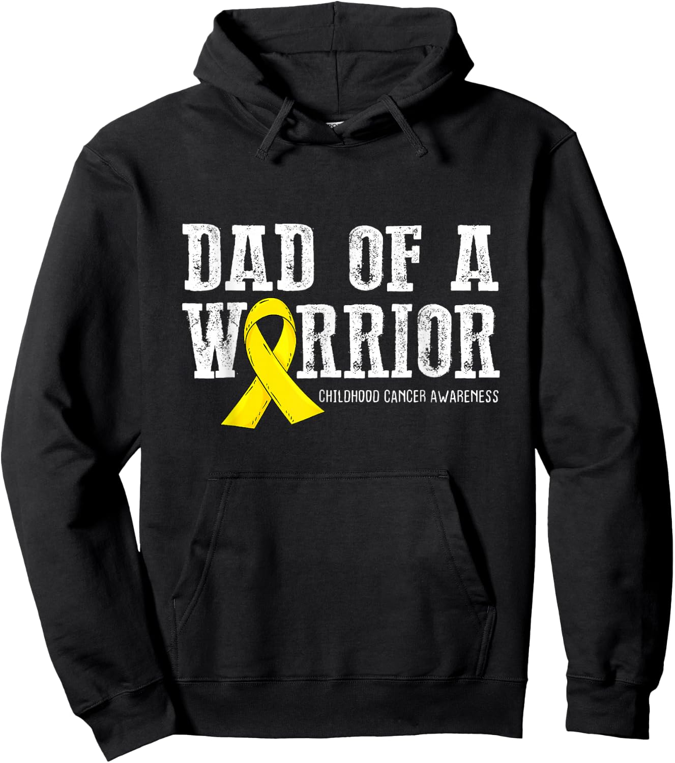 Dad of a Warrior Childhood Cancer Awareness Ribbon Hoodie - Hoodie | Black