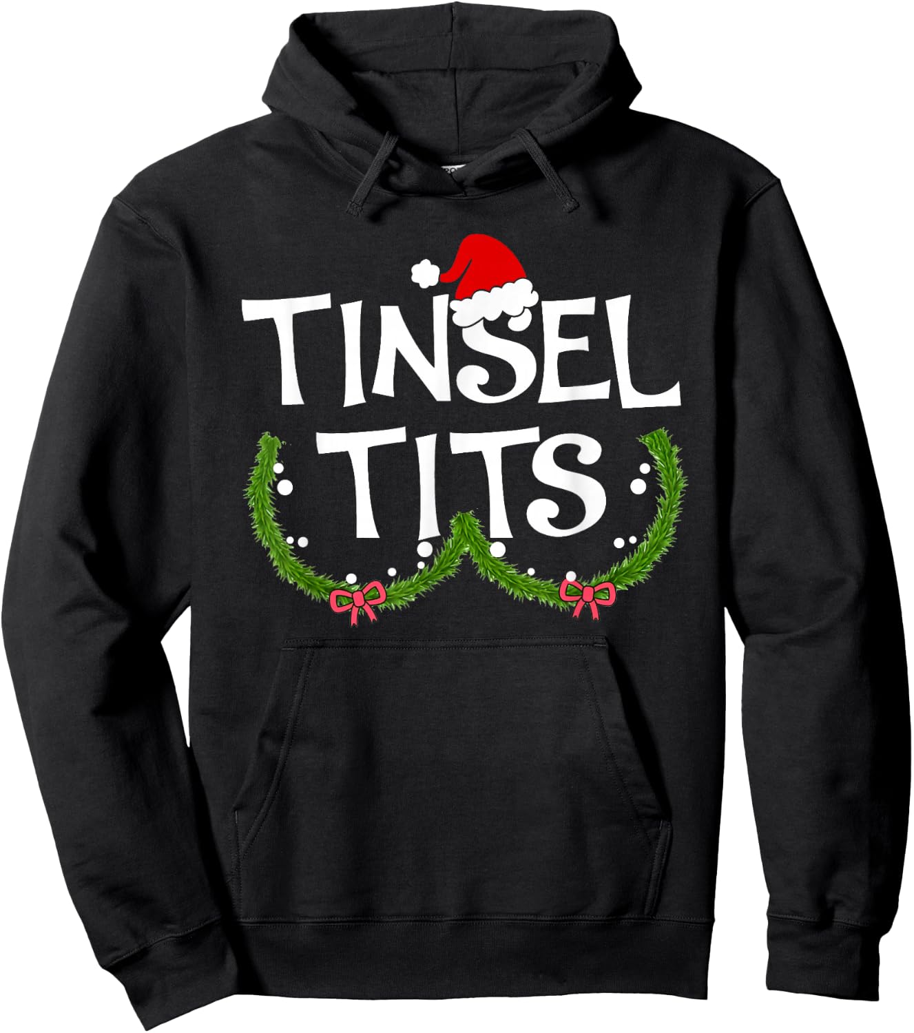 Funny Tinsel Tits Matching Jingle Balls Christmas Couples Hoodie - Hoodie | Black