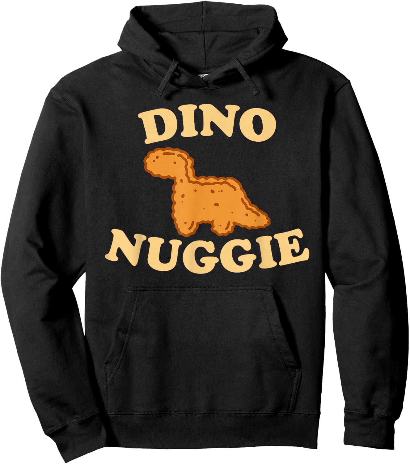 Dino Nuggie Cute Animals Yellow Font Hoodie - Hoodie | Black