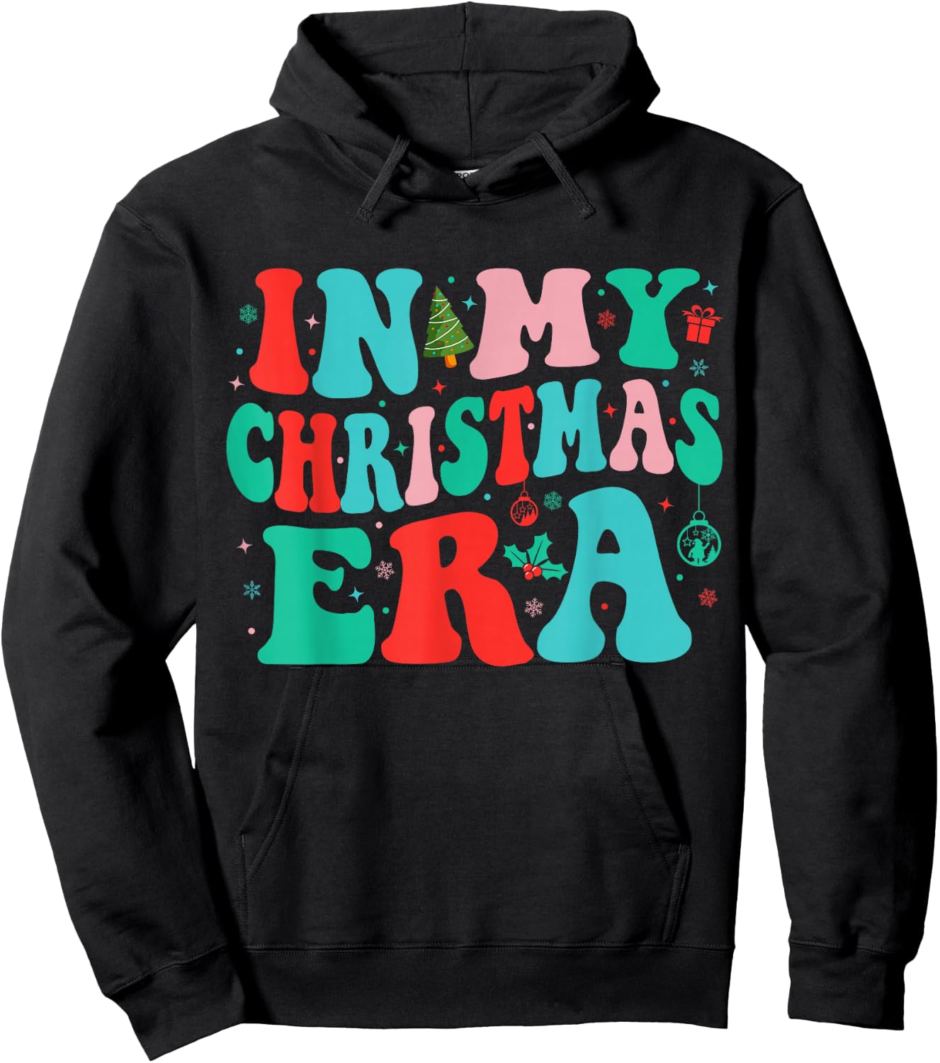 In My Christmas Era Cute Groovy Christmas Holiday Xmas Hoodie - Hoodie | Black
