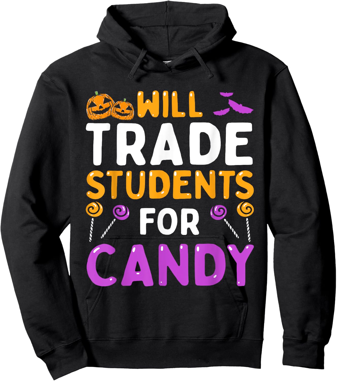 Will Trade Students For Candy Cute Halloween Costume Teacher Women Kids Hoodie - Hoodie | Black
