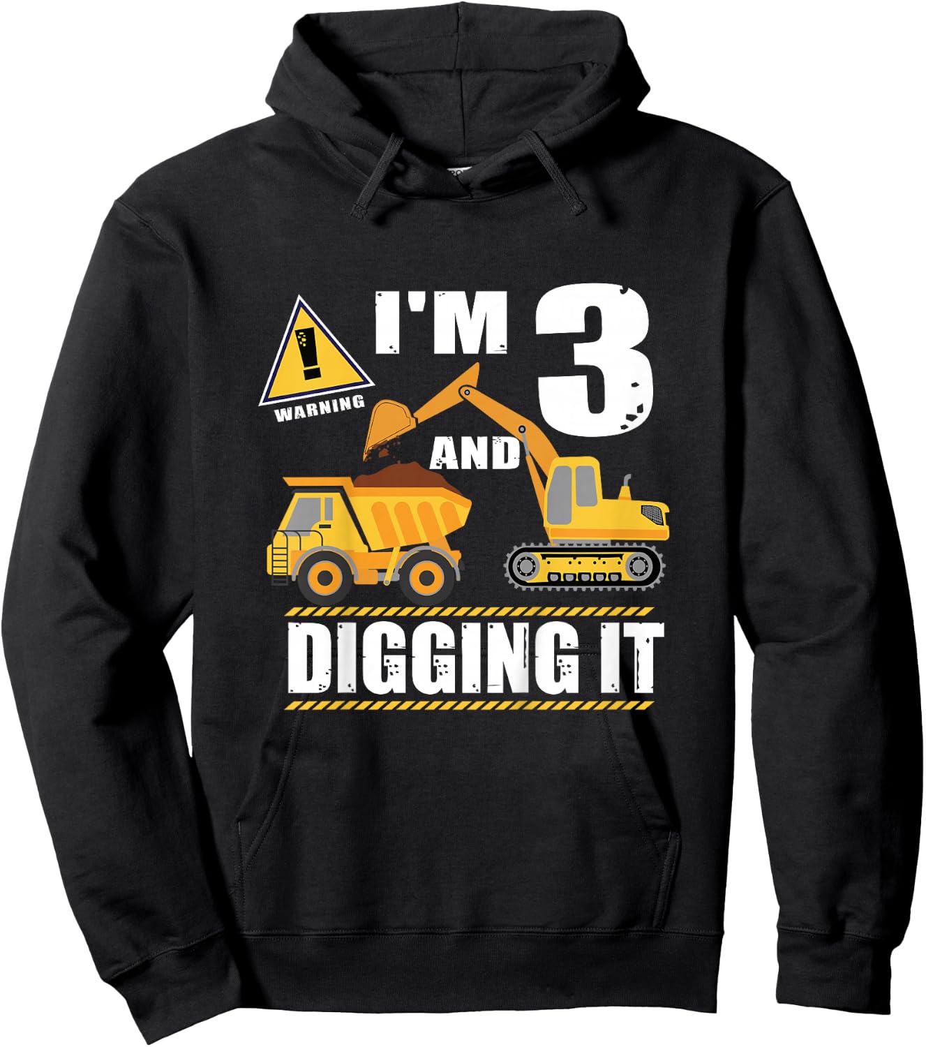 Funny 3rd birthday I'm 3 and Digging it Hoodie - Hoodie | Black