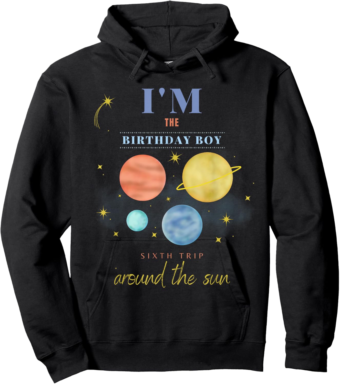 Birthday Boy Sixth Trip Around The Sun Space 6th Bday Hoodie - Hoodie | Black