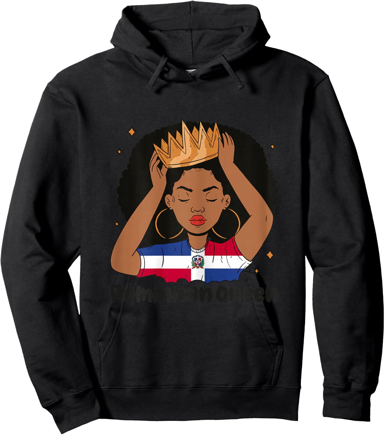 Dominican Queen Afro Hair Latina Dominicana Heritage Hoodie - Hoodie | Black