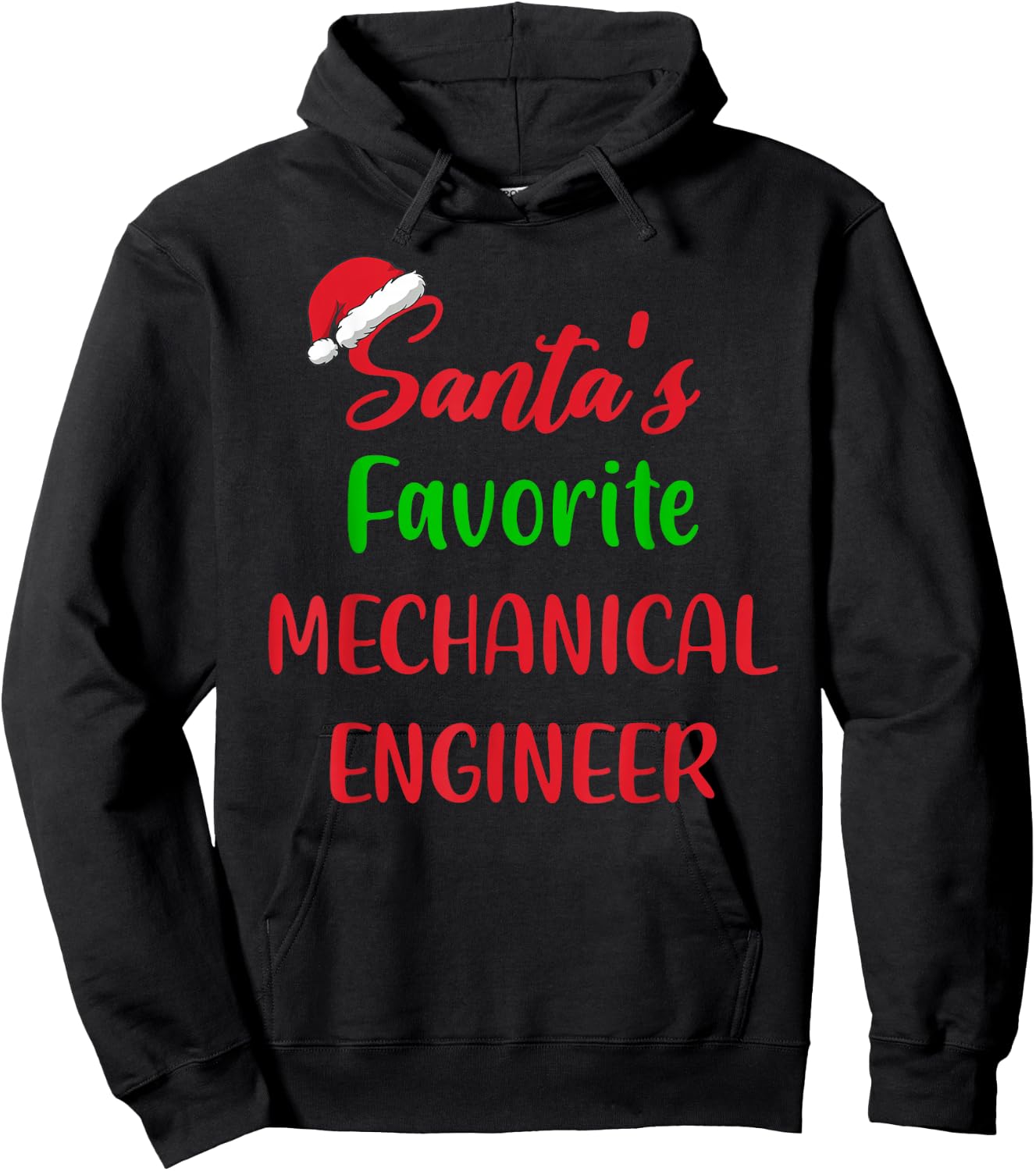 Santas Favorite Mechanical Engineer Funny Gift Christmas Hoodie - Hoodie | Black