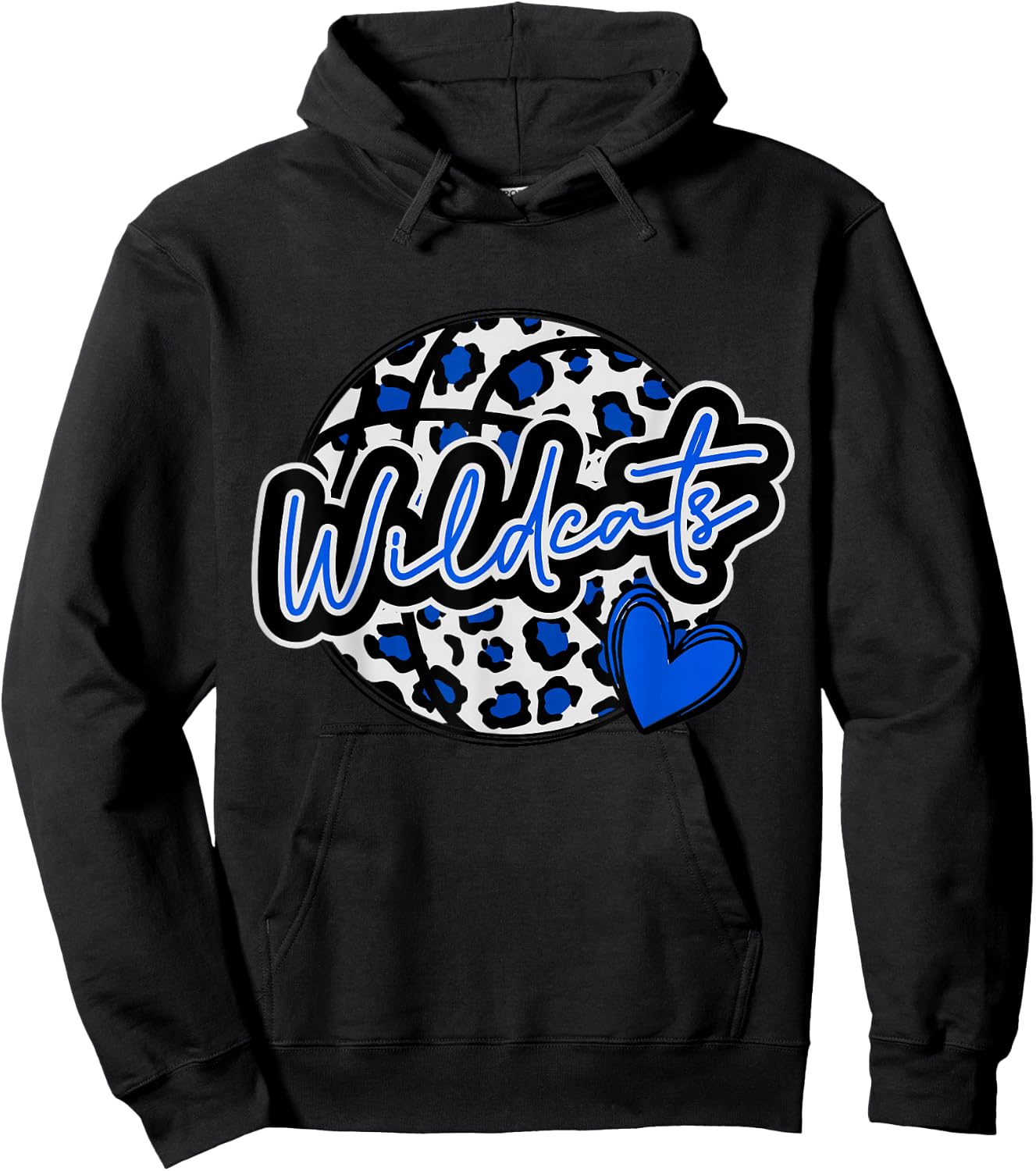 Leopard Cheetah Basketball Wildcats Blue Spirit Game Hoodie - Hoodie | Black