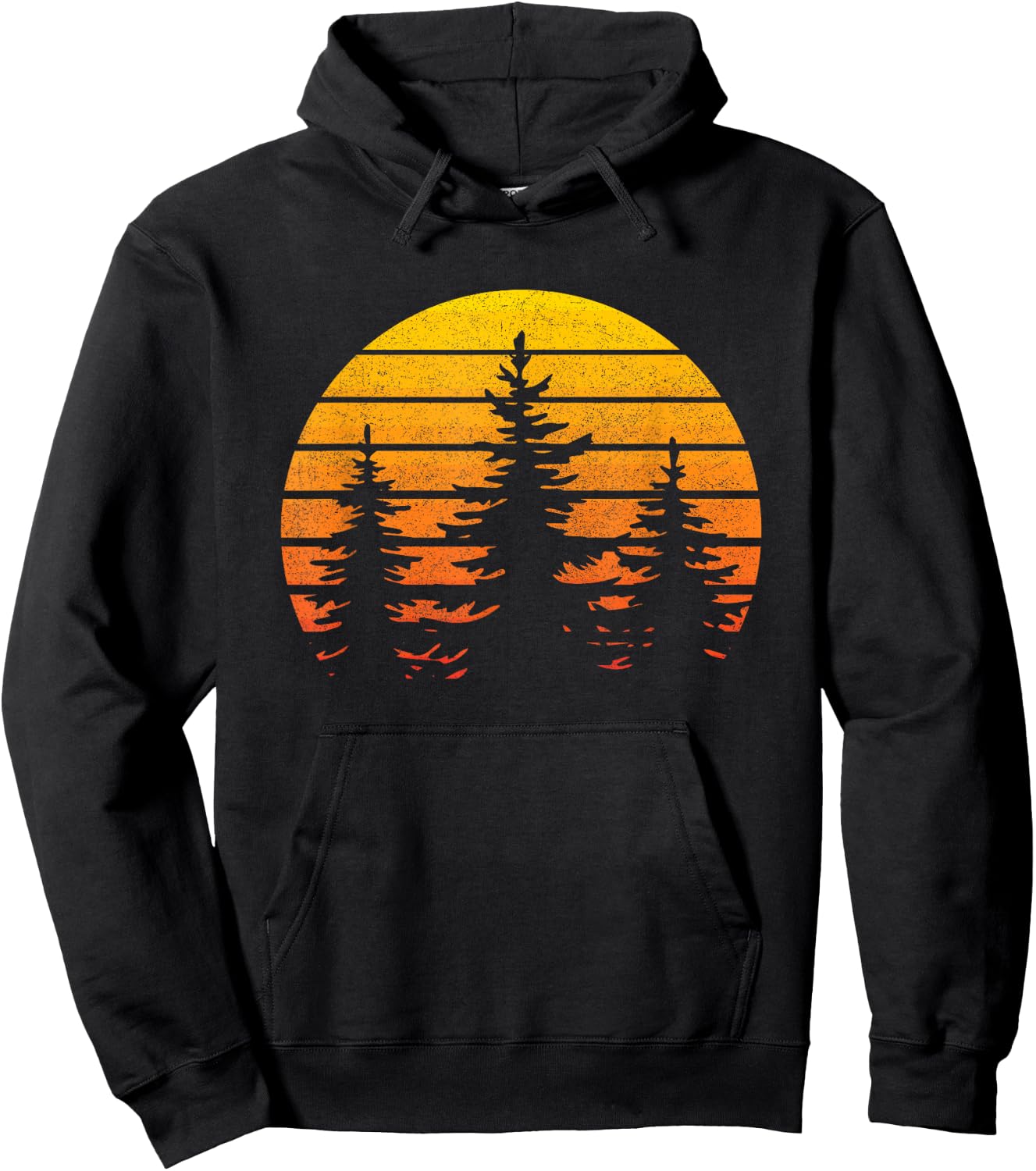 Vintage Forest Trees Outdoors Nature Retro Graphic Women Men Hoodie - Hoodie | Black