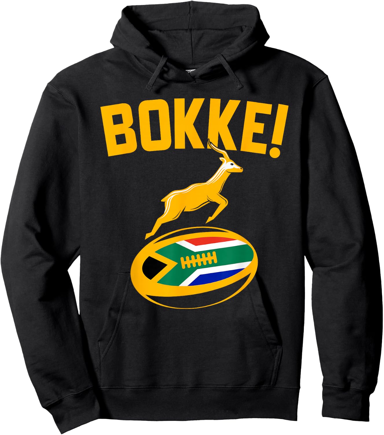 Bokke! Springbok Rugby South African Flag. Men, Women & Kids Hoodie - Hoodie | Black