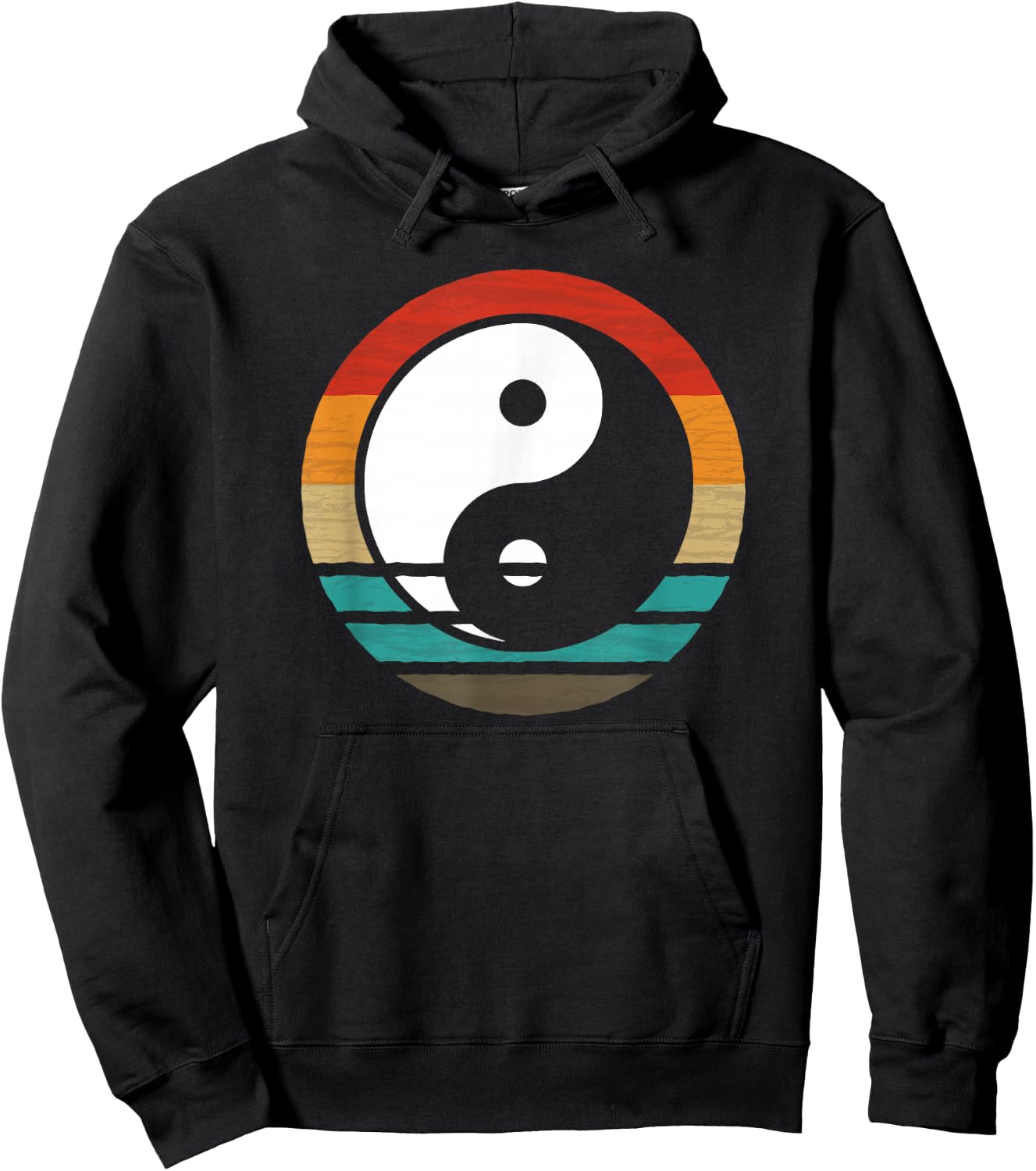 Yin Yang Retro Style Vintage Hoodie - Hoodie | Black