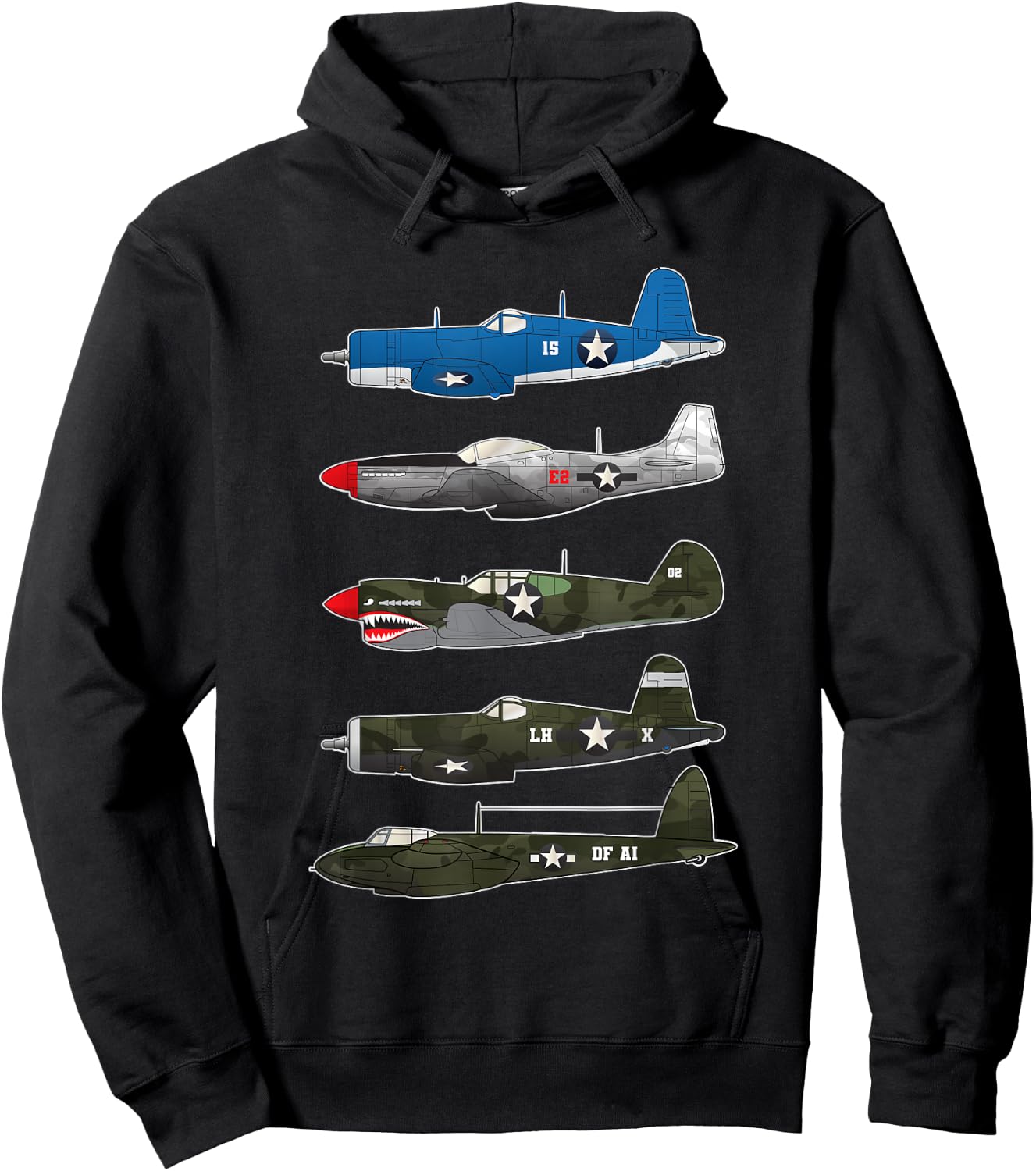 American Planes WW2 Warbirds P51 Mustang B-17 Fortress Gift Hoodie - Hoodie | Black