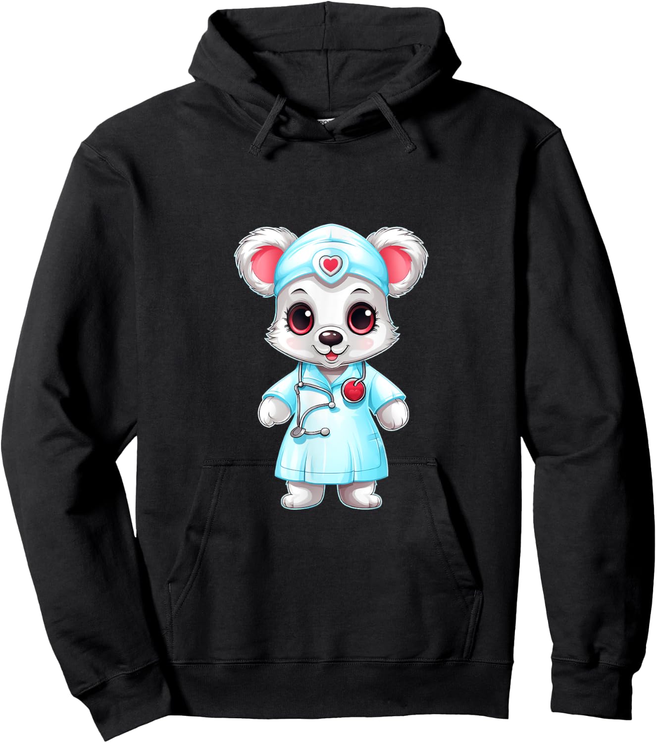 Bear Nurse RN Nursing Stethoscope Nurses Hoodie - Hoodie | Black