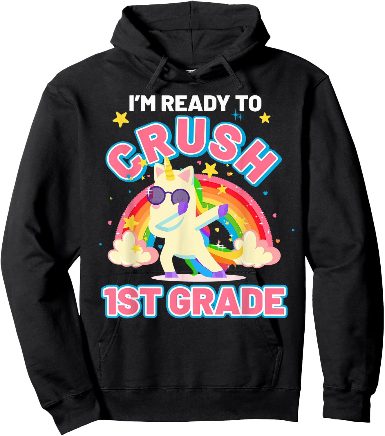 Welcome Back To School Unicorn Crushing 1st Grade Hoodie - Hoodie | Black