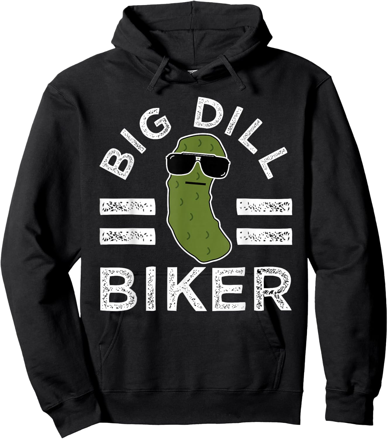 Pickle Pun Big Dill Biker Fun Mountain Bike Motorcycle Humor Hoodie - Hoodie | Black