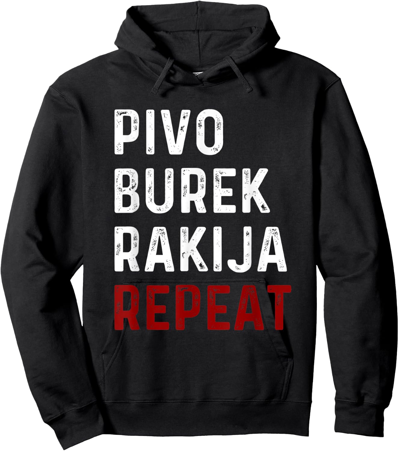 Pivo Burek Rakija Repeat - Funny Balkan Food & Drink Hoodie - Hoodie | Black