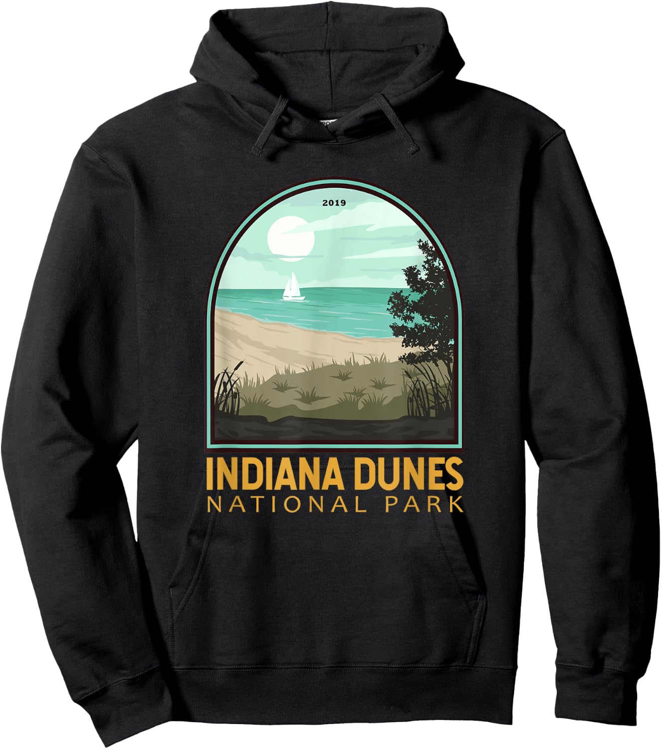 Indiana Dunes National Park Vintage Emblem Hoodie - Hoodie | Black